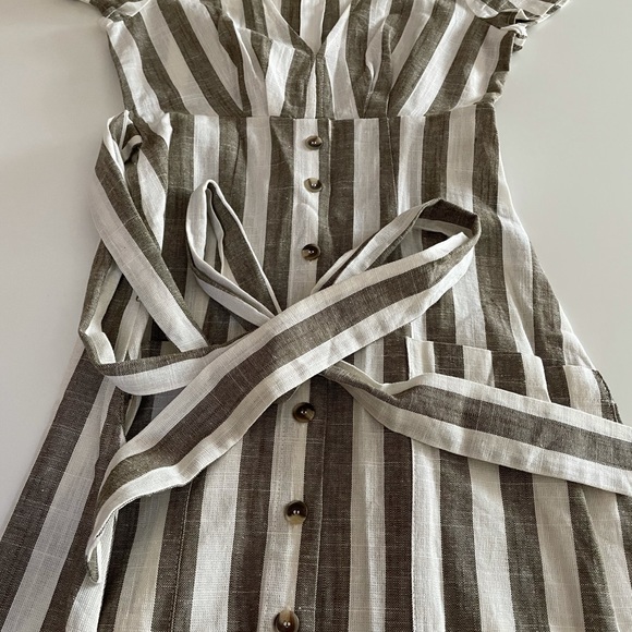 Linen Striped Midi Dress - Picture 3 of 11